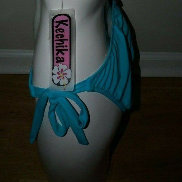 De La Mer Teal Scrunchie Back Tie Side Pant size L is NWT - Picture 4 of 5